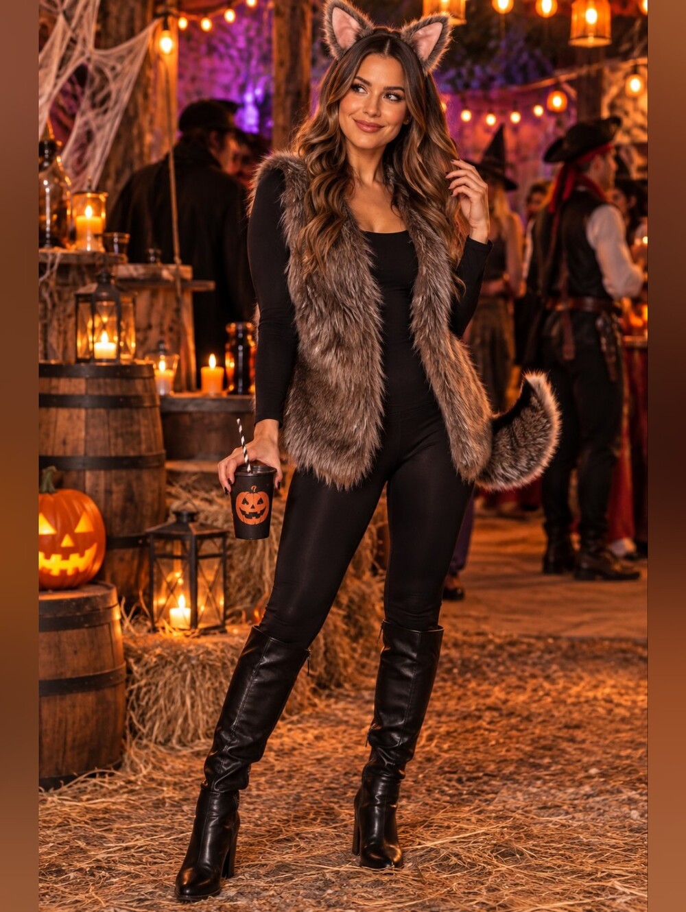 NWT Suit Yourself Women's Wolf Kit Halloween Costume Cosplay Easy Headband Tail
